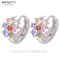 small 925 silver color rhodanizing CZ crystal gemstone ladies fashion earring jewelry