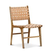 Minimalist Scandinavian Dining Chair with Woven Leather Seat