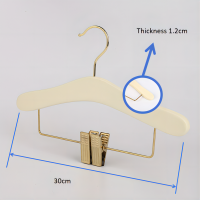 Wooden Hanger Milk white gold hook gold clip small flying mouse children's solid wood hanger smooth home wardrobe essential and practical