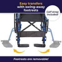 Drive Medical Blue Streak Lightweight Wheelchair with Swing-Away Footrests and Flip-Back Arms