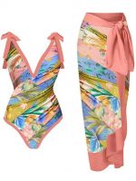 Women Bikini Set Push Up Floral Printed Ruffle Bikinis Strappy Bandage Swimwear Bathing Suit