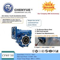 CHENYUE Large Output Bore Worm Gearbox CYWF 50 Input 22mm Output 50mm Speed Ratio from 5:1/100:1 Speed 80-233N.m Engine 3Kw Free Maintenance