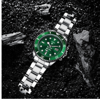 Moonshine Aw12 Smartwatch  Stainless Steel Green Water Ghost Dial With Adjustable Night Light Rotation Timing Dial