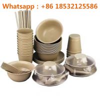 Disposable brown rice husk rice husks utensil 100% compostable cutlery cup bowls plates