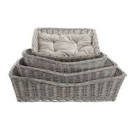 Basket Wicker With Cushion Be Nordic 50X37cm Grey Dog Bed