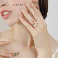 Juicy Grape Enamei Butterfly Ring For Women