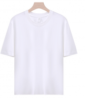 Light luxury quality solid color white T heavy ice cool siro cotton non-iron crew neck custom T-shirt short sleeve loose top From China