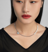 INS popular S925 sterling silver necklace versatile freshwater pearl clavicle chain heart-shaped Queen England jewelry luxury women From China