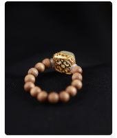 Laosan Sandalwood Small Bead Ring Ancient Style Female Niche Design Sense Retractable Ring And Jade Hand Decoration Chinese Style