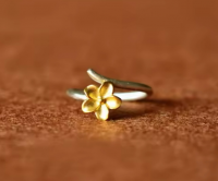 Simple Flower Plain Silver Gold Ring For Women Fashion Jewelry Adjustable Rings