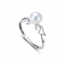 Fashion Pearl 925 Silver Ring Natural Freshwater Pearl Rings