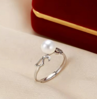 Fashion Pearl 925 Silver Ring Natural Freshwater Pearl Rings