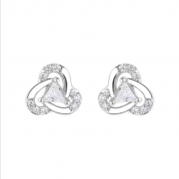 925 pure silver earrings heart-shaped diamond pure silver earrings fashionable and personalized wholesale women's earrings