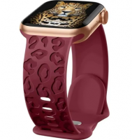 Leopard Engraved Silicone Strap for iWatch Series 8 7 6 5 4 3 Stylish Hollows Paw Design