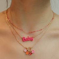 Kenjie pink XOXO necklace Women Europe and the United States spring Valentine&#039;s Day fashion design popular wear flower love necklace