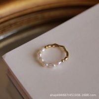 Natural Pearl Index Finger Ring With Simple Splicing, Unique Design For Female Niche, Instagram Cool Style, Light Luxury Temperament