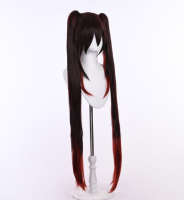 Women's long straight synthetic wig with double ponytails, suitable for anime character cosplay