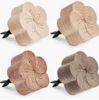 Aroma Wood Essential Oil Diffuser 4 Packs Minimalistic Decor Car Air Freshener Flower Diffuser Car Diffusers Wood Oil Wood Diffuser with Aromatherapy Car Diffuser Clip for Car Office Bedroom