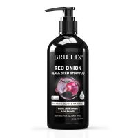 BRILLIX RED ONION BLACK SEED SHAMPOO - for Hair Fall Control, Restore Shine, Softness &amp; hair Strength - 300 ml