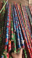 Flower design PVC coated wooden sticks broom mop brush handle From China