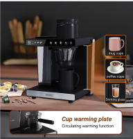 Automatic Drip Filter Coffee Maker With Grinder, Clean reminder, Brew Tea, Triple Cup Optional