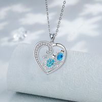 DaDa2024 hot sale blue zircon turtle pendant necklace silver heart-shaped necklace female birthday gift exquisite jewelry gift for mother