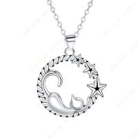 Dada Original Design Silver Cute Lazy Cat Women's Necklace Female Personalized Necklace For Mother Gift