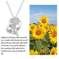 Dada Sunflower Heart Pendant Necklace Gold And Silver Cubic Zirconia Necklace Girls Gift Fashion Jewelry