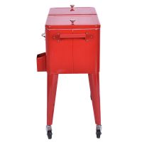 Factory Selling 80QT 75 liters patio cooler box with wheels  Metal Ice Cooler Outdoor Food Container From China