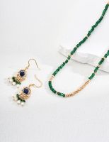 925 Silver Shell Lapis Lazuli Synthetic Emerald Earrings