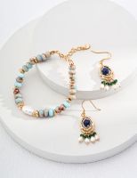 925 Silver Shell Lapis Lazuli Synthetic Emerald Earrings