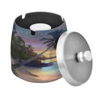 Customizable Stainless Steel Lidded Ashtray