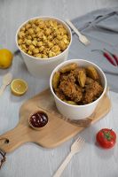 Custom Fried Chicken Paper Bucket Take Away Food Container Popcorn Cup with Papr Lid 