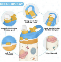 Customizable Kids Transparent Tritan Water Bottle with Straw | BPA-Free, Leakproof, Personalized School & Travel Cup