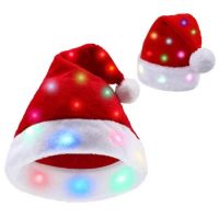 Light-up Santa Hat Christmas Hats for Adults Kids Plush Xmas Hat Decorations