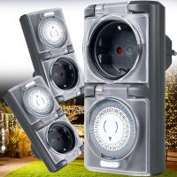 Outdoor Timer - IP44 Timer Socket Outdoor Mechanical timer with high switching capacity - Outdoor analog timer, easy to use