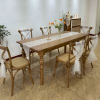 French retro to do old solid wood dining table chairs American country ash oak walnut log large board dining room long table