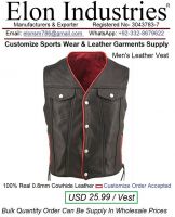 Men Leather Vest Made With Cow-hide Leather Material