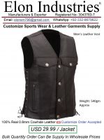 Men Leather Vest Made With Cow-hide Leather Material