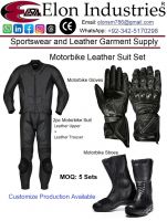 Gents Motorbike Leather Suit Set With Motorbike Leather Gloves, Motobike Leather Shoes From Pakistan