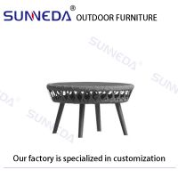 Outdoor Patio Balcony Minimalist Rattan Table and Chair Camp Garden Use Restaurant Coffee Shop Dining Chair With Side Table From China