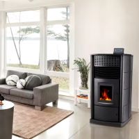 Latest Modern Black Indoor Wood Pellet Fireplace Stove Room Fire Heater Surrounds Heating-equipment Furniture