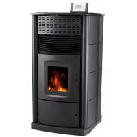 Latest Modern Black Indoor Wood Pellet Fireplace Stove Room Fire Heater Surrounds Heating-Equipment Furniture