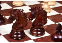 New Indian-American Luxury Series Triple Weighted Chess Pieces in Bud Rosewood(Padauk) / Box Wood Ver 2.0 - 4.4&quot; King