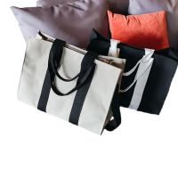 Vertical Stripe Canvas Tote Bag From China