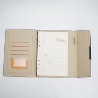 A5 Business Leather Tri Fold Loose Leaf Notebook