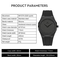 Men's Watch Quartz Analog Stainless Steel, 50m Waterproof Minimalist Thin Men Wrist Watches, Easy Reader Big Face Mens Luxury Watch With Super Soft Comfortable Silicone Band