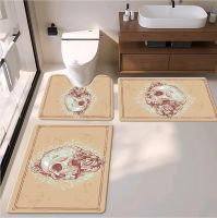 Halloween Home Deco  Bath Toiet Mat Pu Leather Wear Resistance Bathroom Floor Mat No Stains Quick Drying Rubber Non-slip Shower Mat 