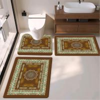 45*75cm/45*120cm Southeast Asia Style Bath Toiet Mat Pu Leather Wear Resistance Bathroom Floor Mat No Stains Quick Drying Rubber Non-slip Shower Mat 