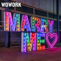 Wowork LED Electronic Big Marquee letter Light Number for Wedding Decoration Event Props